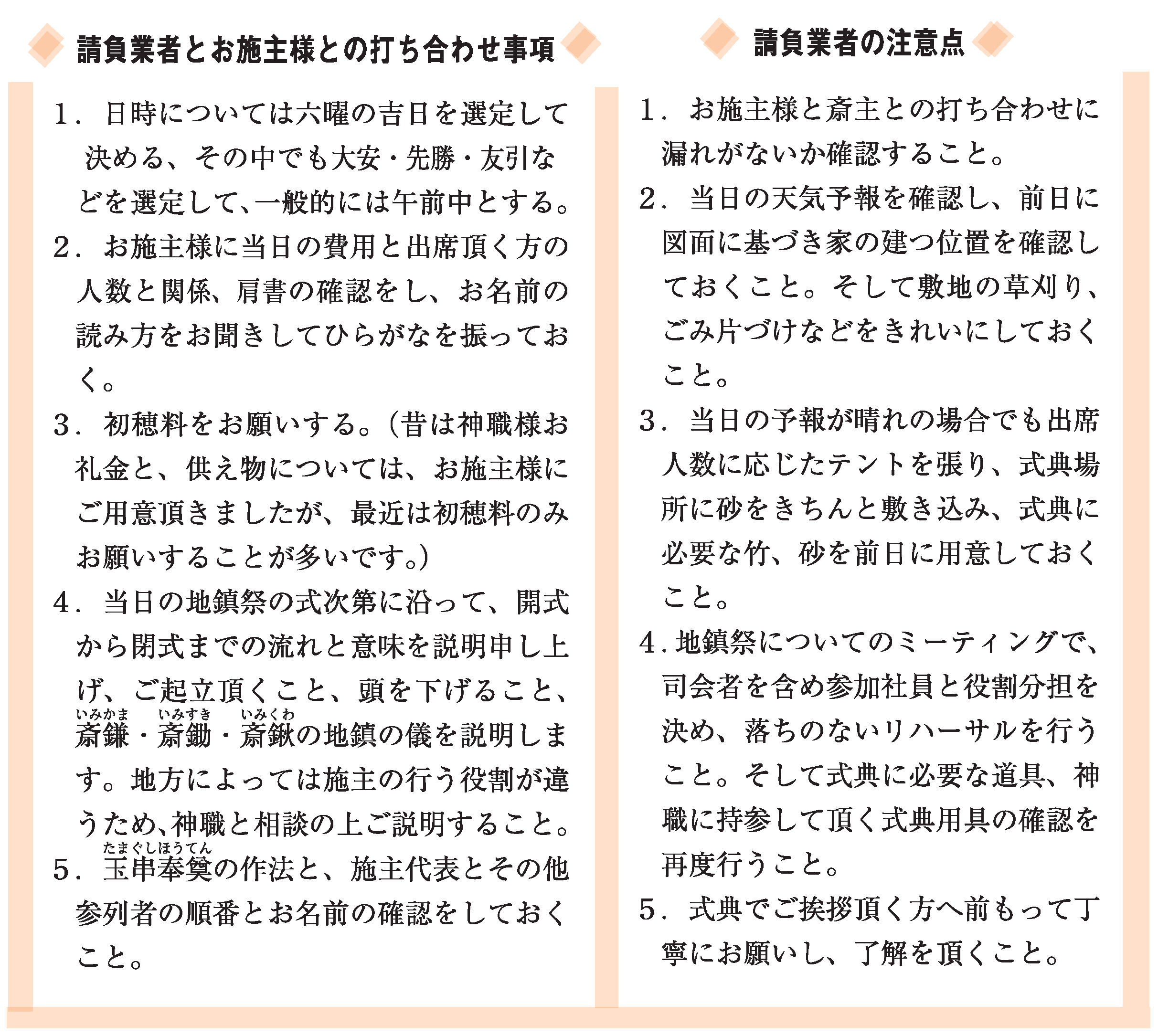 請負業者と打ち合わせ事項
